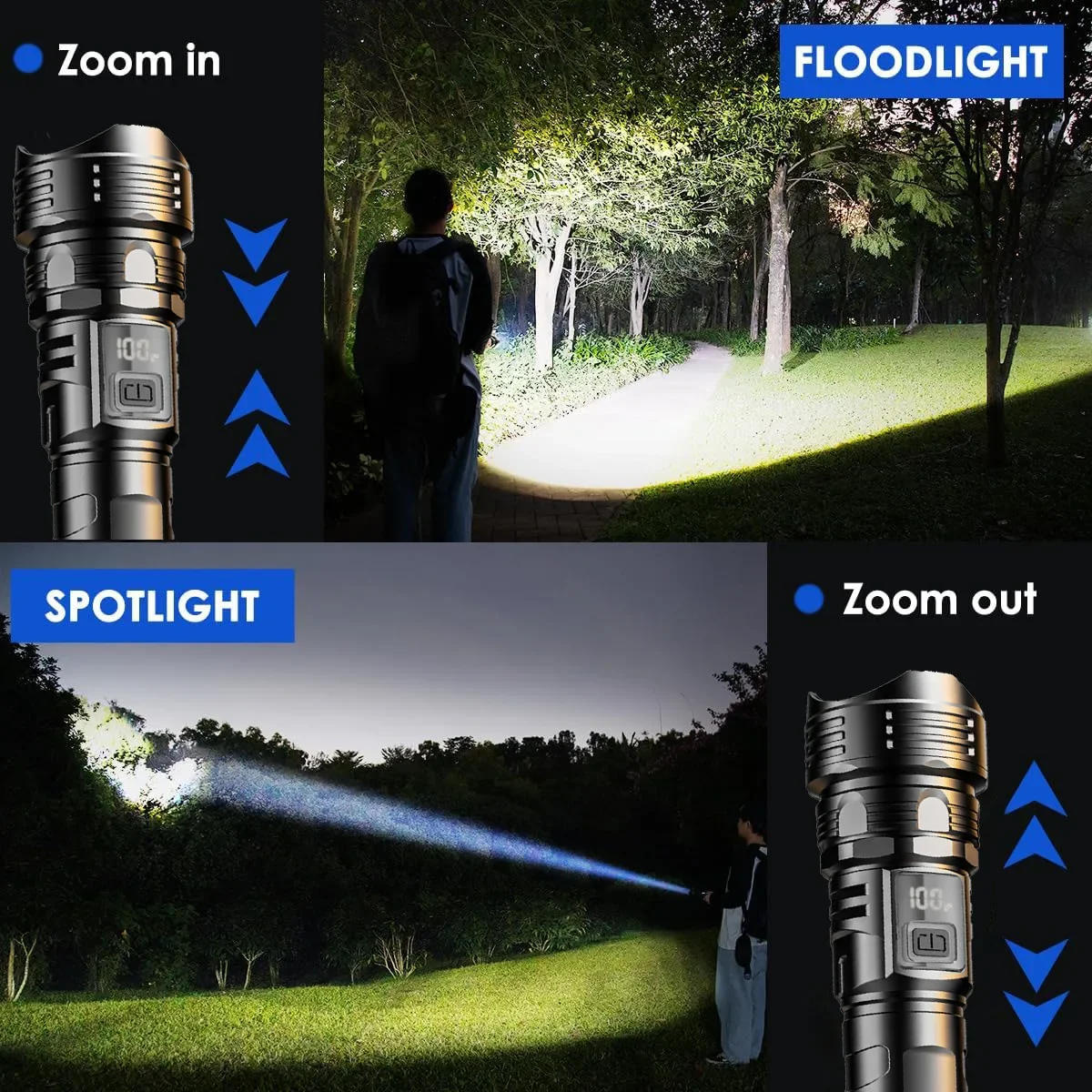 Description Picture 4 of itemPowerful LED Flashlight High Power Laser Torch Rechargeable Flashlight Emergency Camping Multifunctional Lantern Fishing Light