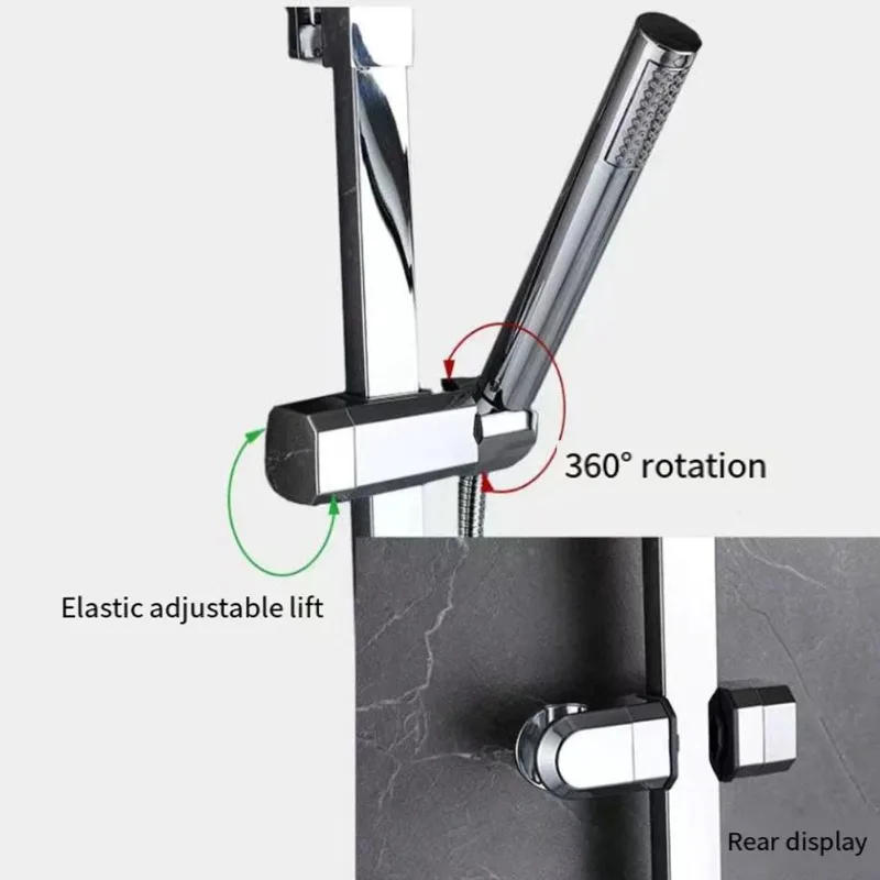Description Picture 4 of itemAdjustable Shower Bracket Universal Shower Rail Head Slider Bar Holder Lifting Rod Clamp Holder Replacement