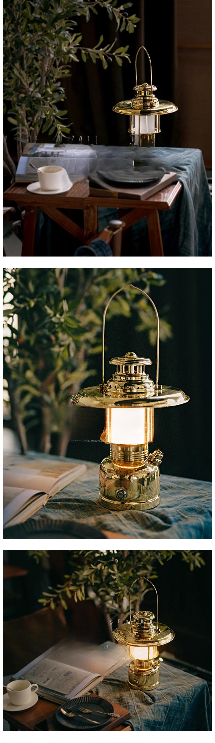 Description Picture 3 of itemVintage brass outdoor camping lamp charging desk lamp touch dimming portable lamp