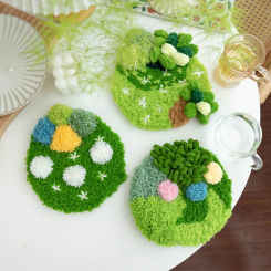 Latch Hook Embroidery Kits Craft Moss Coasters DIY Crochet Cross Stitch Set For Adult Craft Needlework Sewing Home Decor Gift