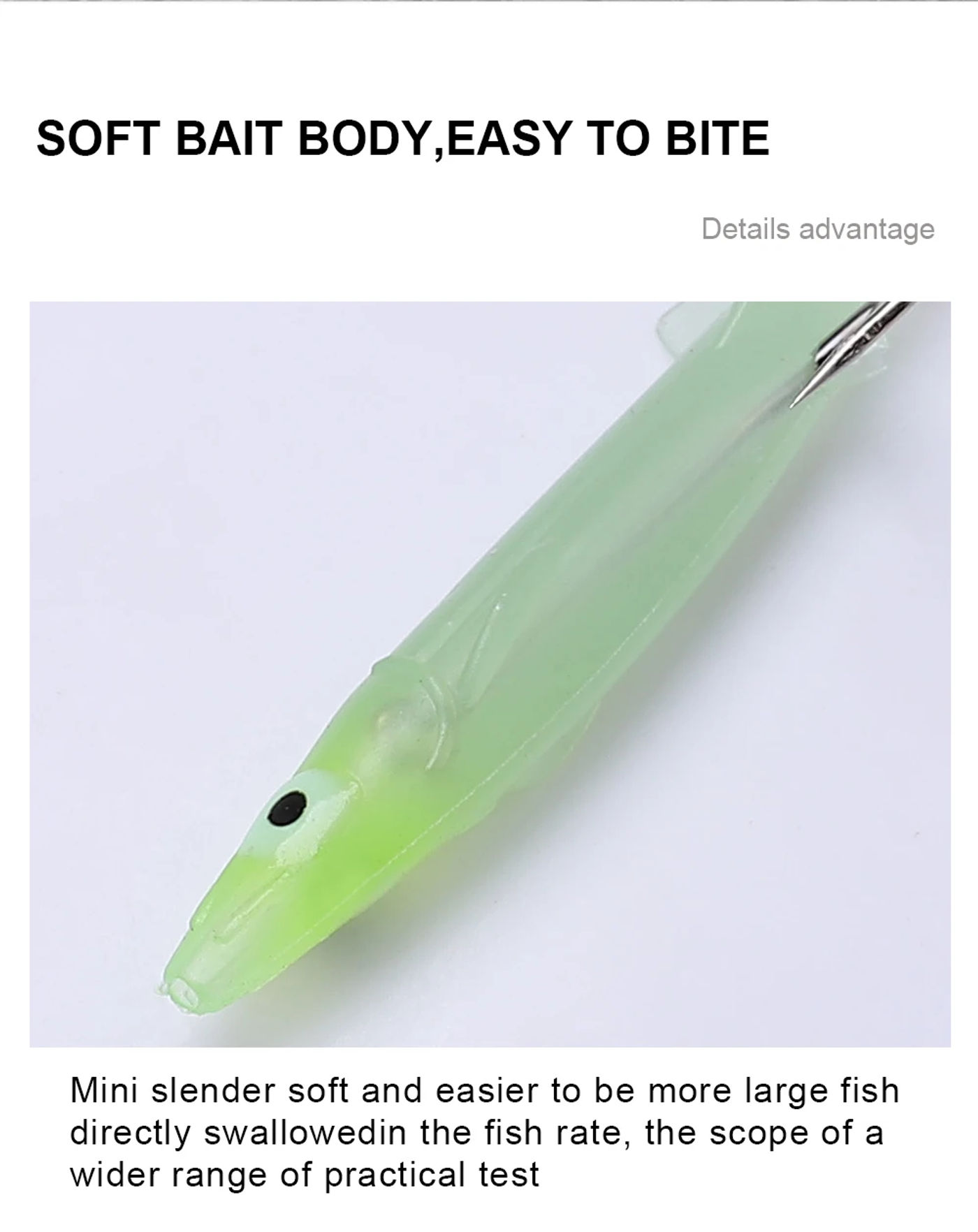 Description Picture 5 of itemFISH KING Fishing Soft bait with hook Eel cub lifelike Silicone Bass lure 3D Eyes Jerkbaits Swimbaits Pesca tackle Accessories