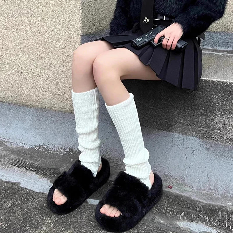 Description Picture 6 of item1/2pair Lolita Long Socks for Women Leg Warmers Knitted Stockings Warm Foot Cover Arm Leg Warmer Winter Crochet Socks Boot Cuffs