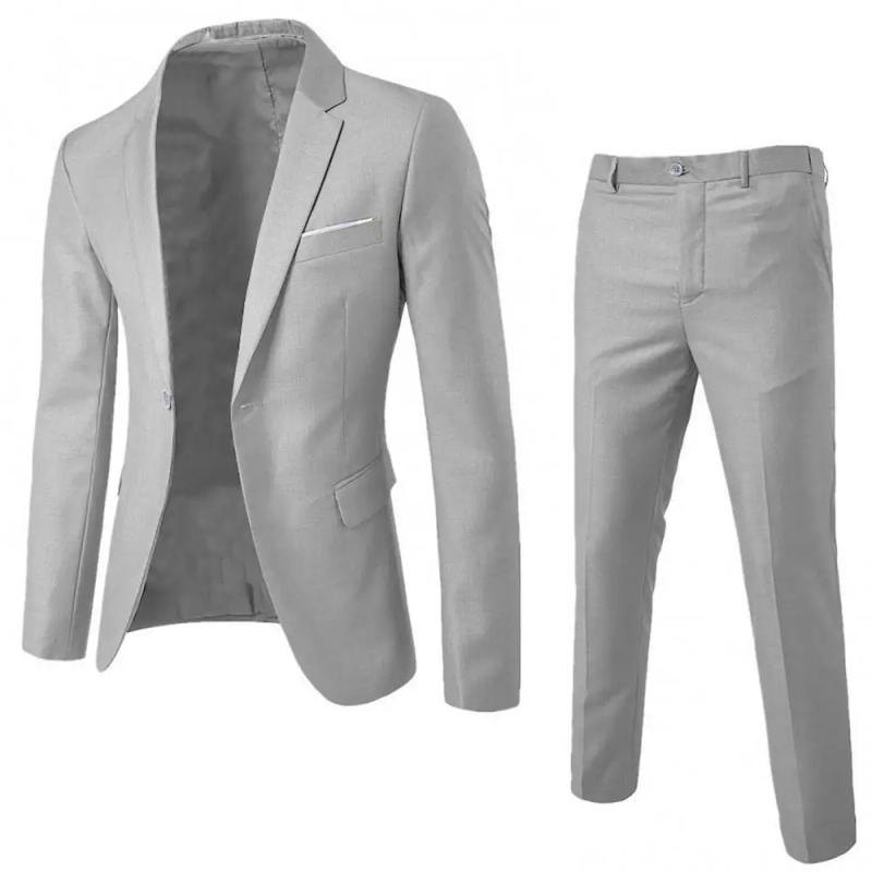 Description Picture 3 of item2023 Men Blazers 2 Pieces Sets Business Suits Coats Pants Set Wedding Formal Elegant Jackets Party Wedding Formal Casual Suit