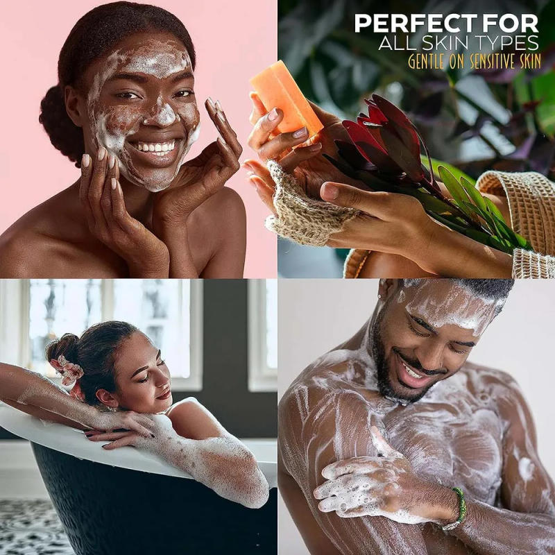 Description Picture 3 of item2Pcs Turmeric Soap Face Cleansing Anti Acne Whitening Skin Lightening Face Remove Pimples Dark Spots Lightening Handmade Soap