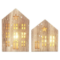 Rustic Style Wooden House Lantern Christmas Villa Lamp Tabletop Centerpiece Ornament For Christmas New Year Decoration Navidad