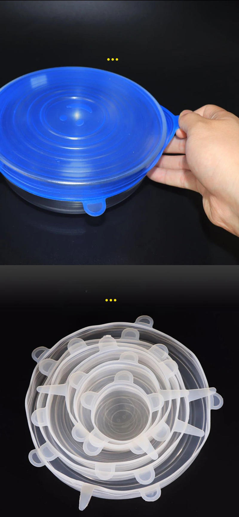 Description Picture 5 of itemSilicone Cover Stretch Lids Reusable Durable and Expendable Lids Silicone Covers for Fresh Food Leftovers Keep Food Fresh