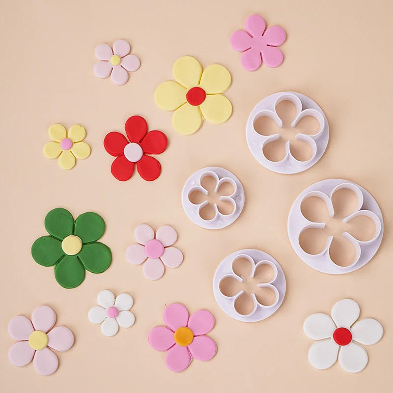 Description Picture 4 of itemFive-petal Flower Polymer Clay Cutter Set Plum Blossom Rose Plastic Mold DIY Fondant Flower Clay Decorative Flowers Pottery Tool