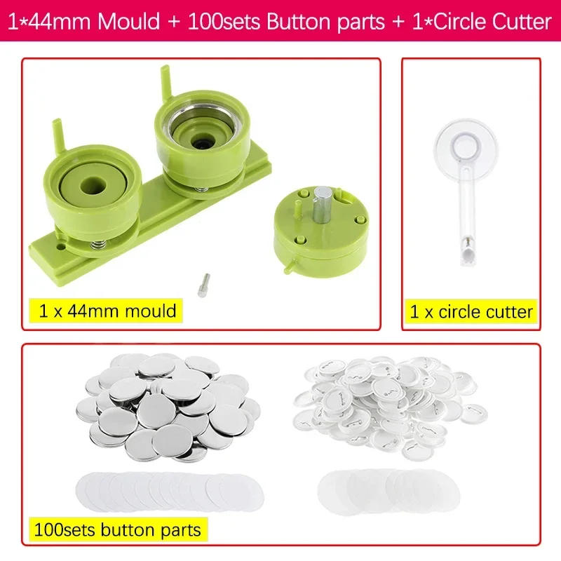 Description Picture 5 of item100Set Badge Pin Button Maker Parts + 25/32/37/44/58mm Interchangeable Die Mold+Circle Cutter for DIY Making Pins Badge Button