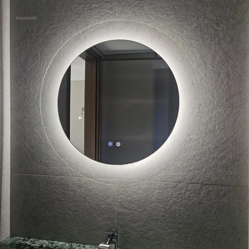 Description Picture 4 of itemFrench Glass Bathroom Mirrors for Toilets Round Folds with Light Design Mirrors Fashionable Creative Commercial Mirror for Cafes