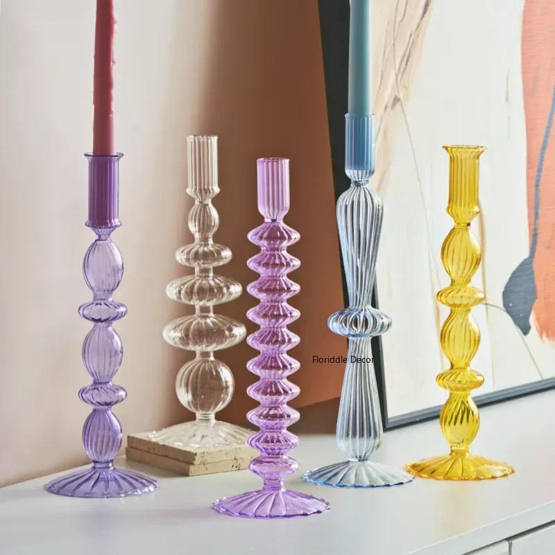 Description Picture 2 of itemGlass Candle Holders Nordic Decor Taper Candle Holder Candlesticks for Home Wedding Room Decoration Party Vase Home Decor