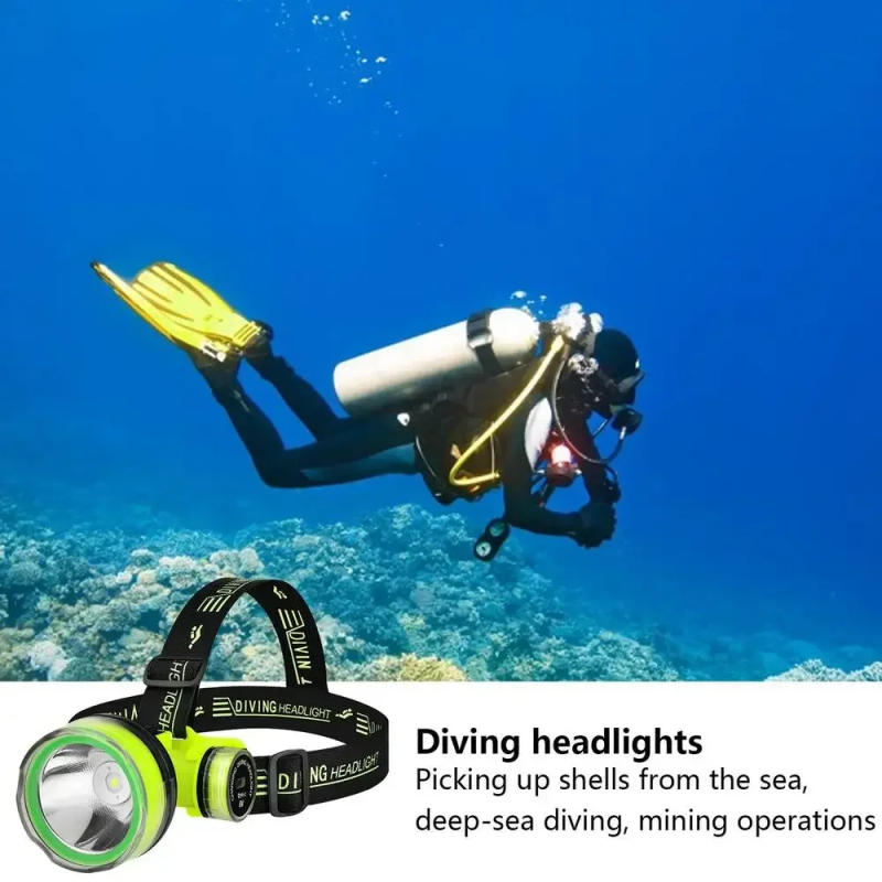 Description Picture 4 of itemPortable Rechargeable Diving Headlight 350m Underwater 2 Light Modes Waterproof Super Bright LED Diver Spearfishing Headlamp