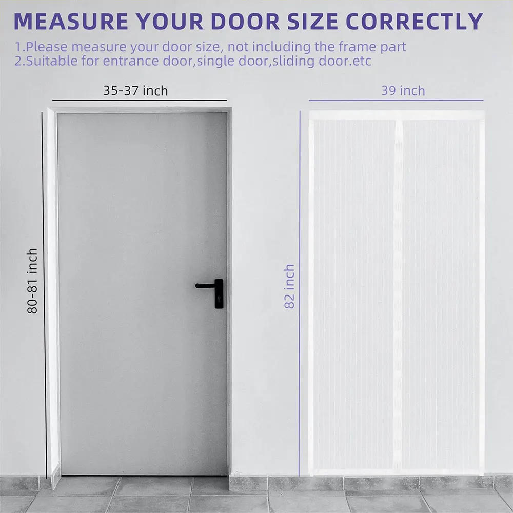 Description Picture 2 of itemMagnetic Screen Door Screen Hands Free Mesh Partition Heavy Duty Curtain Keeps Bugs Out Frame Hook & Loop Pet and Kid Friendly