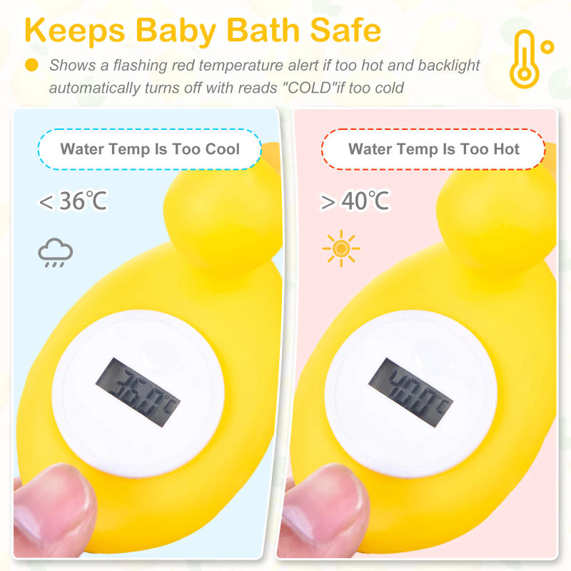 Description Picture 4 of itemBaby Bath Water Thermometer Cartoon Duck Shape Digital Room Infant LED Bathtub Alarm Timer Function Color Coded LCD Screen