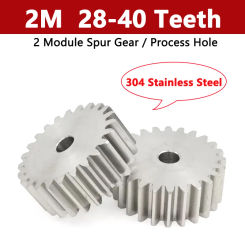 1pc 2M 304 Stainless Steel Spur Gear 28 30 32 34 35 36 38 40 Teeth 2 Module Flat Gear Cylindrical Gear Process Hole