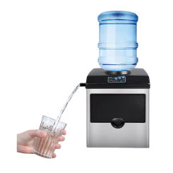 HZB25 Compact Countertop Ice Maker,30kg in 24Hrs,12 Bullet Ice Cubes Lightweight Portable  Ice Basket,with Cold Water Valve