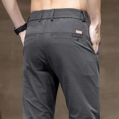 Thin Soft Summer Lyocell Fabric Casual Pants Men Elastic Waist Business Grey Black Khaki Korea Soft Trousers Male Dropship