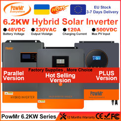 PowMr 6.2KW Hybrid Solar Inverter 48VDC Battery to 230VAC Output PV 500VDC With MPPT 120A Controller Updated & Parallel 12 Units