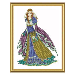 Cross Stitch Kit Princess Series Beautiful Girl Bead Edition 28ct 18ct 14ct 11ct can be Customized Printed Cloth Hand Embroidery