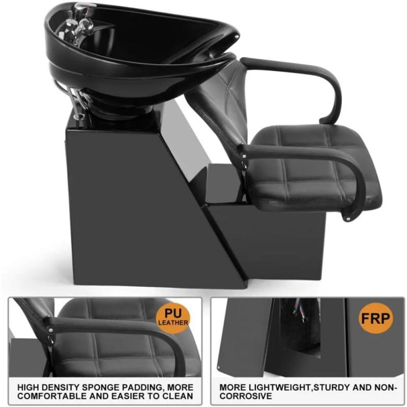 Description Picture 6 of itemShampoo Bowl Backwash Barber Chair Adjustable Ceramic Bowl Sink W/Rubber Headrest for Salon Beauty Spa Equipment (Black)