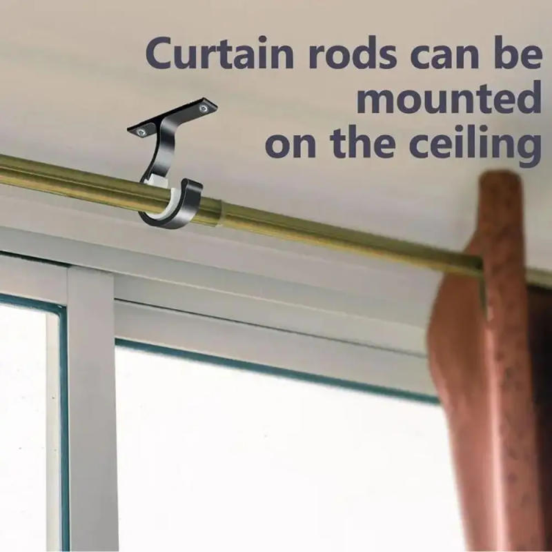 Description Picture 3 of item1Pc Home Ceiling Curtain Rod Brackets Aluminum Alloy Wall-Mounted Rod Installation Hook Crossbar Fixing Clip Thickening