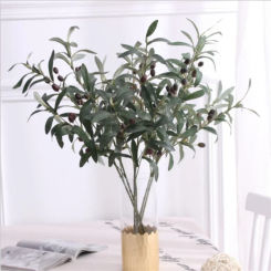 Artificial Green Plant Olive Branch 4 Forks with Fruit Olive Branch Fake Branch Wedding Home Photography Props