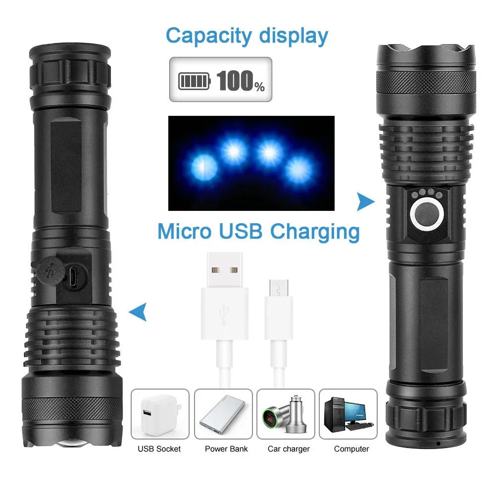 Description Picture 4 of itemPortable LED Flashlight Rechargeable 5 Modes IPX4 Waterproof Handheld Torches Tactical Lantern With USB Charging for Hiking