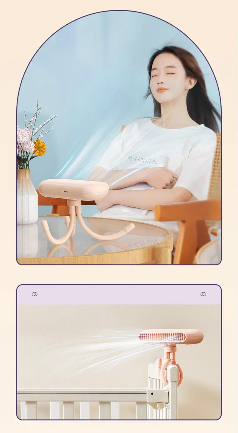 Description Picture 6 of item2400mAh Baby Stroller Fan Summer Portable Rechargeable Fan for Cart Handheld USB Bladeless Fan Stroller Accessories Kids Gifts