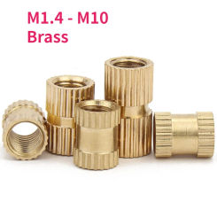 M1.4 M1.6 M2 M2.5 M3 M4 M5 M6 M8 M10 Brass Thread Injection Molding Knurl Embedded Insert Nut Nutsert