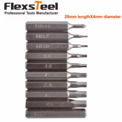 10pc CR-V Hex Tip Hand Screwdriver Driver Bit Set Includes H0.7,H0.9,H1.3,H1.5,H2.0,H2.5,H3.0,H3.5,H4.0 and PH000