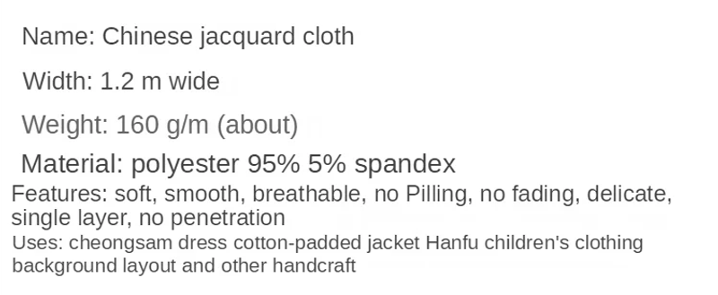 Description Picture 2 of itemDragon Pattern Jacquard Fabric By The Meter for Dresses Cheongsam Hanfu Sewing Glossy Silky Summer Opaque Flower Black White Diy