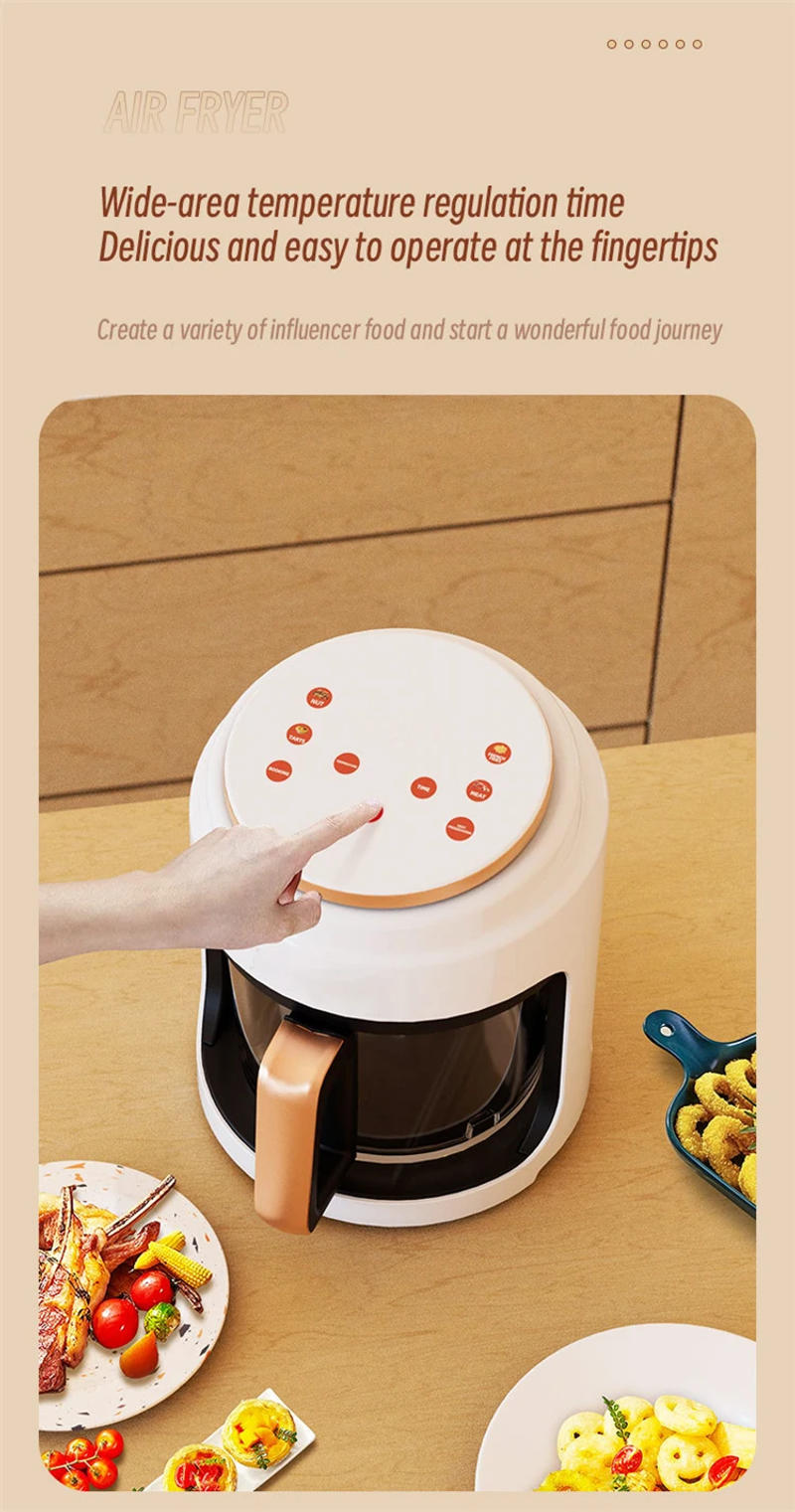 Description Picture 6 of itemAir Fryer Kitchen Electric Fryer Automatic Household 360°Baking LED Touchscreen Deep Fryer Without Oil Air Frier 3L Capacity