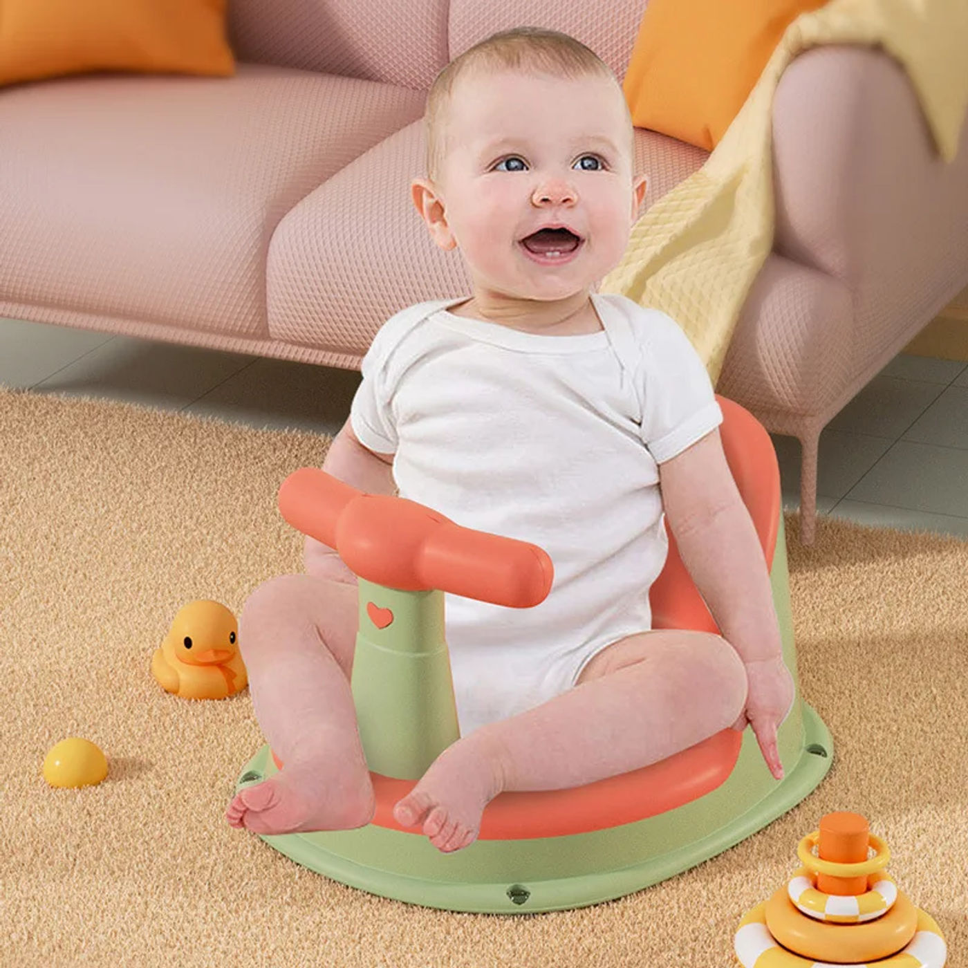 Description Picture 3 of itemBaby Bath Seat Baby Can Sit and Lie Down Newborn Child Non-slip Seat Bath Stool Bath Tub Bath Rack Bathroom Furniture