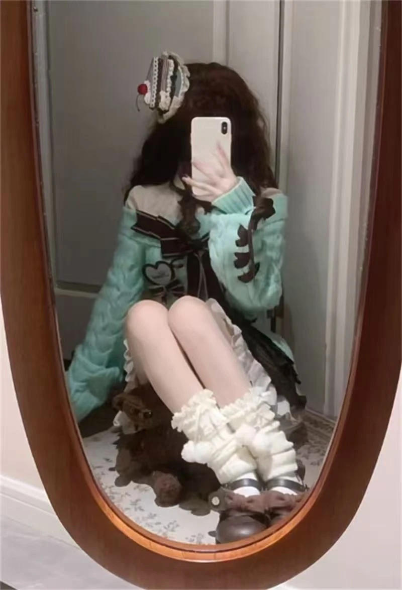 Description Picture 4 of itemY2k Aesthetic Slash Neck Twist Sweater Women Off Shlouder Sweet Bow Pullover Preppy Style Solid Slim Fit Kawaii Fairy Jumpers