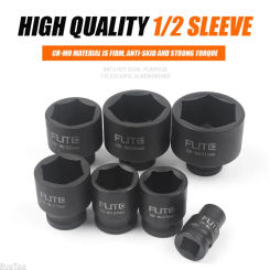 Hex Short Impact Wrench Socket 1/2" Driver Cr-v Alloy High Quality 6 Point Socket Head Industrial Pneumatic Tools Thickening