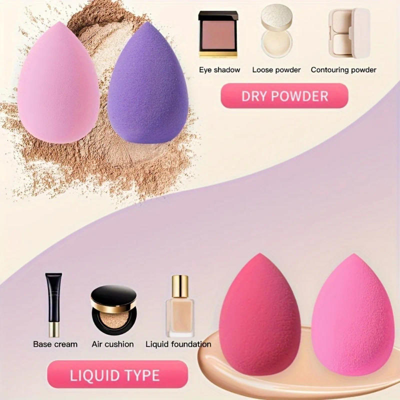 Description Picture 6 of item9Pcs Latex-Free Makeup Sponges Set, Wet/Dry Blending Sponge for Liquid Cream Powder, All Skin Types, Random Colors/Shapes