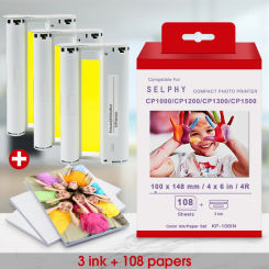 6 Inch Photo Paper CP1300 Ink Cartridge Compatible Canon Selphy CP1500 CP1300 CP1200 CP1000 Photo Printer KP108IN Printer Ink