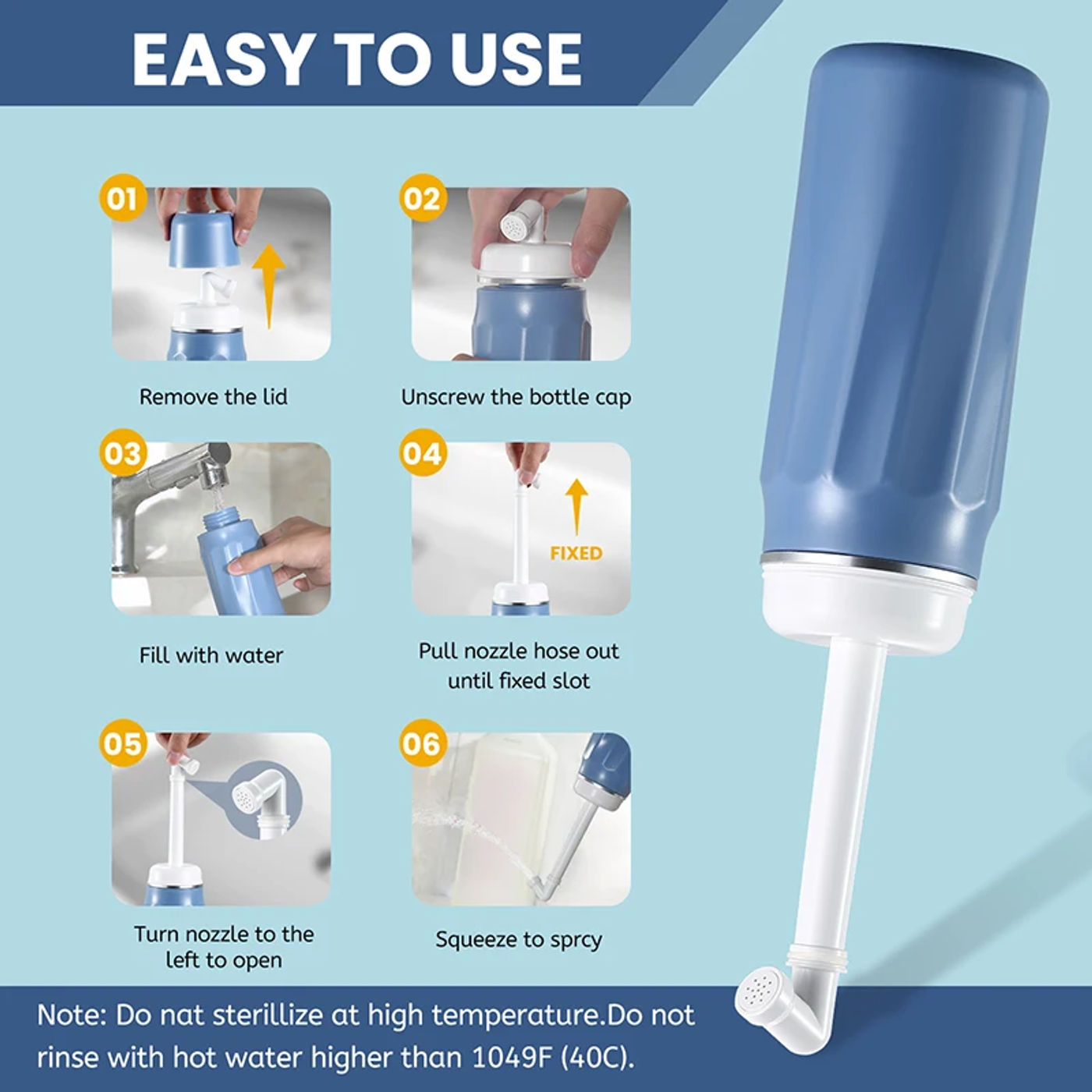 Description Picture 5 of item400ml Portable Bidet Spray Handheld Travel Bidet  Personal Cleaner Hygiene Bottle Spray shower Washing Baby Butt Flushing Device