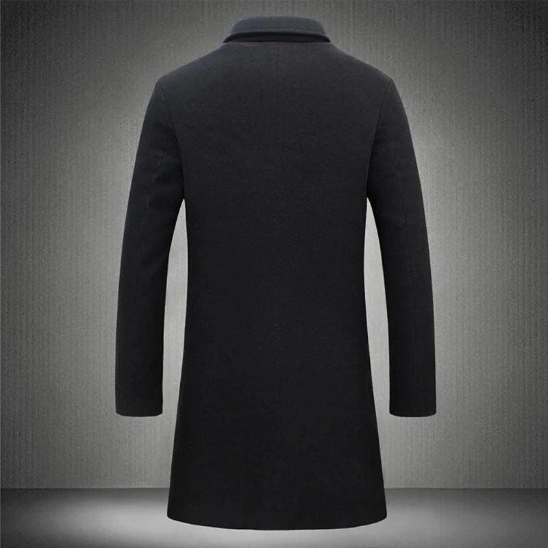 Description Picture 6 of itemBusiness Coat Coat Warm Casual Woolen Cold-resistant Comfortable Contrasting Easy Care Overcoat Single Breasted