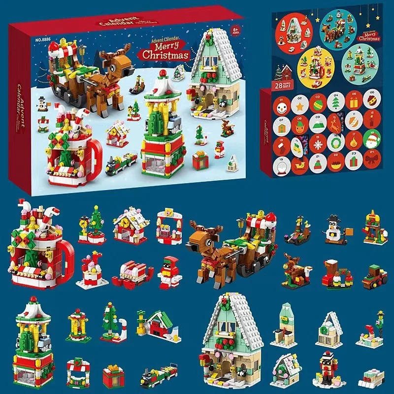 Description Picture 4 of item2025 Christmas Series Building Blocks Gift Box for Kids 24Days Christmas Advent Calendar DIY Nutcracker Santa Claus Bricks Model