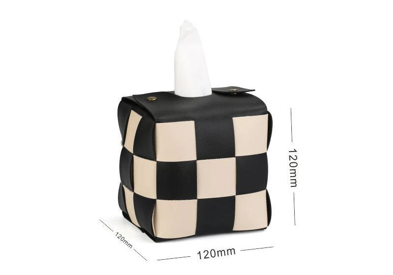 Description Picture 3 of itemBox for Home Checkerboard Tissue Box PU Leather Paper Holder Handkerchief Boxes Uchwyt Na Papier Toaletowy Boite A Mouchoirs