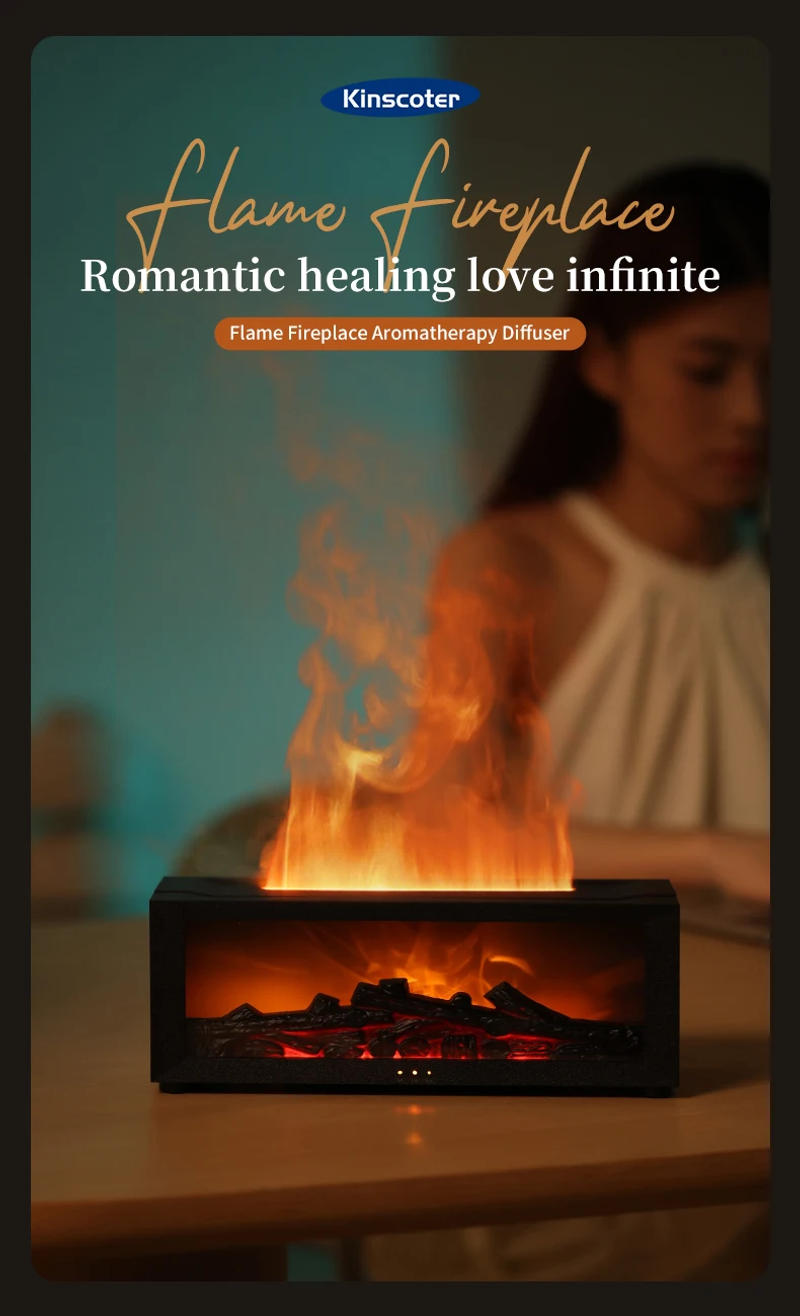 Description Picture 2 of itemCreative Fireplace Air Humidifier Waterless Auto-Off Aroma Essential Oil Diffuser with LED Light & Remote Control for Home Gift