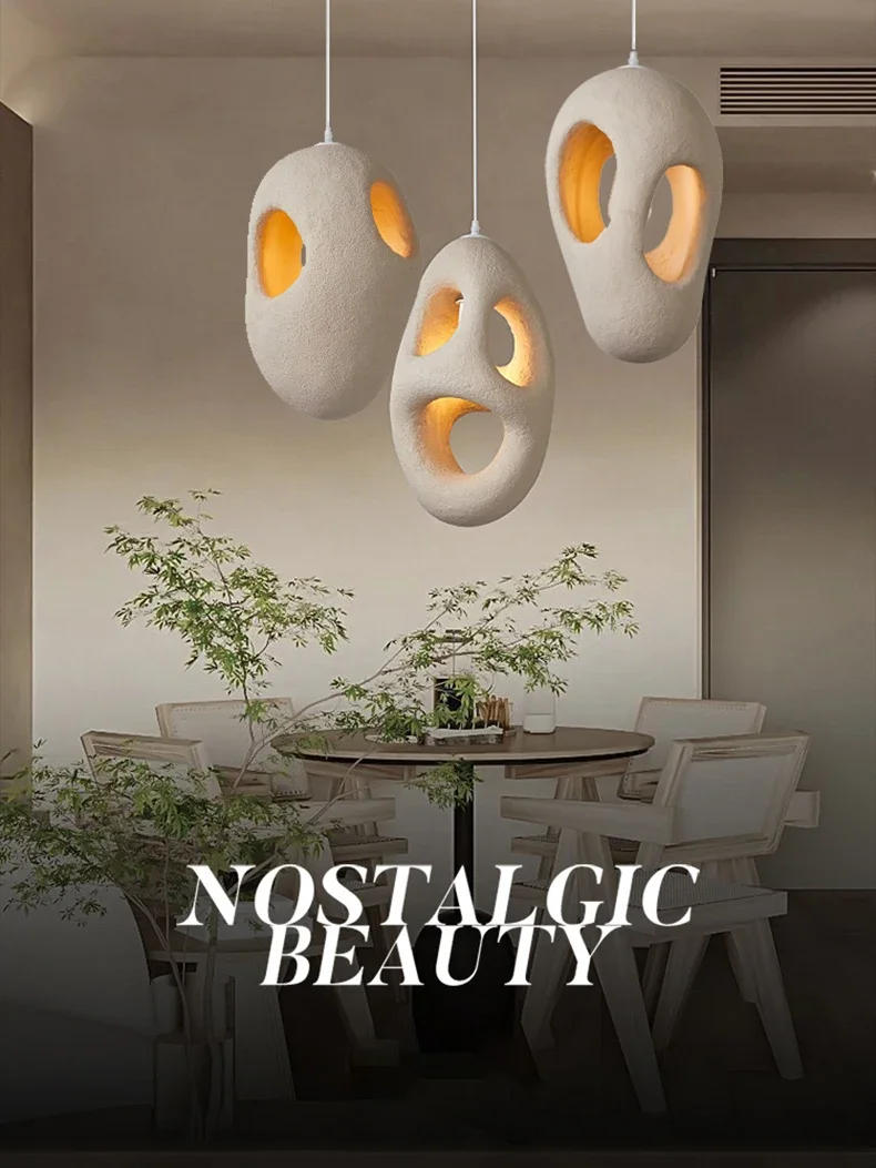 Description Picture 2 of itemNordic Wabi Sabi E27 Led Pendant Lights Bar Lustre Chandelier Lighting Modern Hanging Lamp Restaurant Suspend Lamp Fixtures