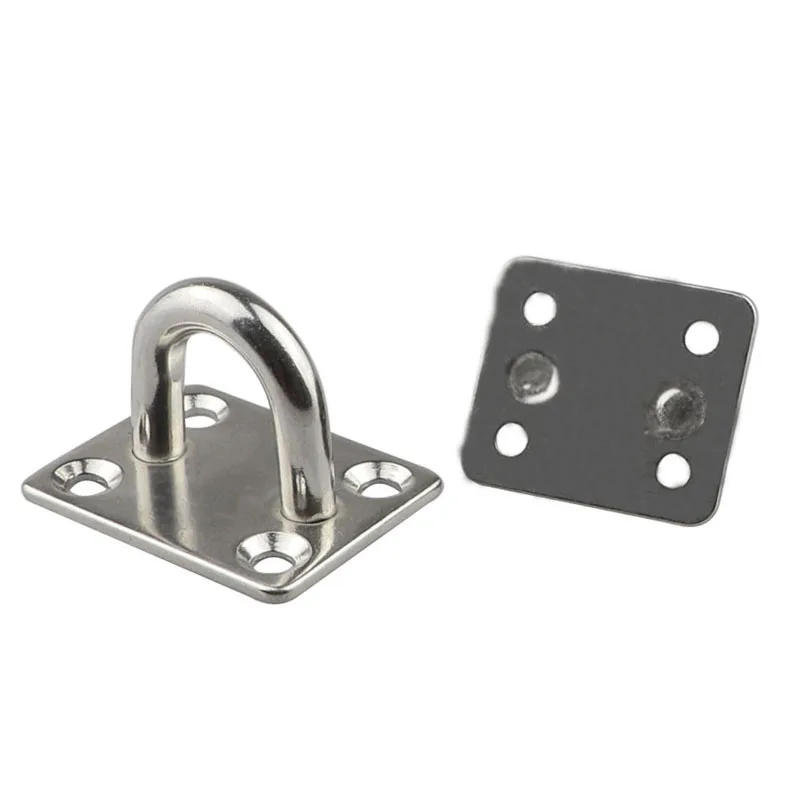 Description Picture 4 of item4pcs M5/M6/M8 Stainless Steel Square Pad Eye Plate Hook Hanger Heavy Duty Ceiling Wall for Boating Yacht Shade Sailing Marine