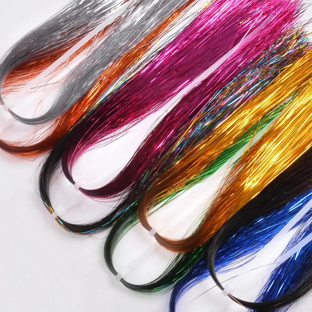 Description Picture 6 of itemSoft Holographic Flat Flash Tinsel Fly Tying Material Pike Trout Streamers Jig Fishing Hook Lure 30-35cm Fishing Accessories