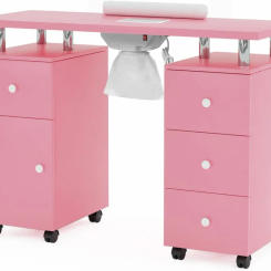 Manicure Table Nail Desk for Nail Tech, Table Station w/Electric Dust Collector, Makeup Beauty Salon Storage Acetone