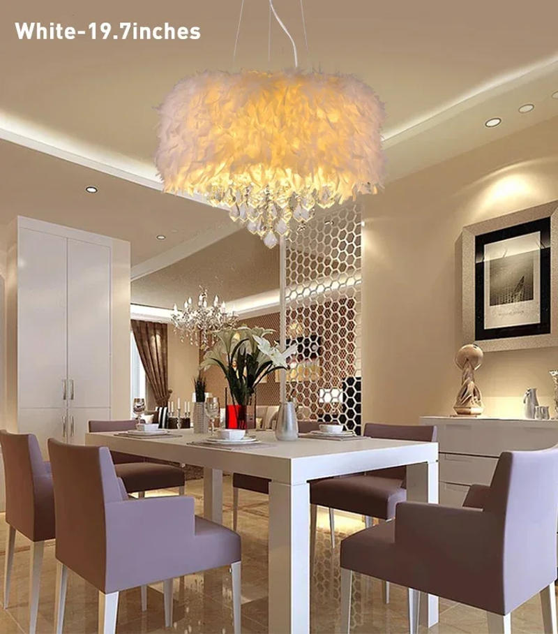 Description Picture 6 of itemModern Living Room LED Chandeliers Feather Crystal Chandeliers Kitchen Interior Lighting Room Decoration Ceiling Pendant Lamp