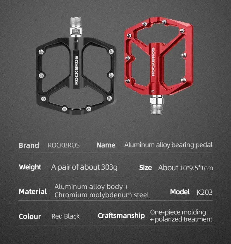 Description Picture 4 of itemROCKBROS Aluminum Alloy Bicycle Pedals Anti-slip Ultralight Sealed Bearing MTB Road Cycling Pedals One-piece Bike Accessories