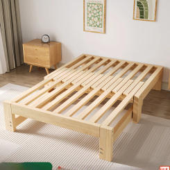 Solid wood sofa bed, folding dual-purpose small apartment, telescopic bed, single multi-functional splicing bed,