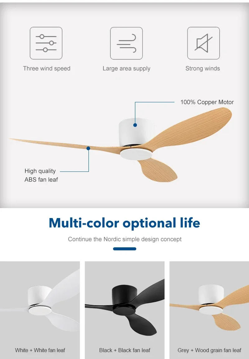 Description Picture 2 of itemIFF Ceiling Fan Without Light Modern Style Low Floor Black and White DC Motor Remote Control