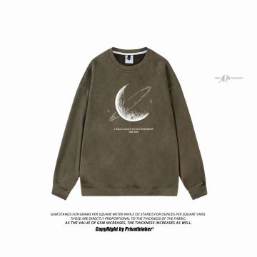 New Oversized Suede Sweatshirts For Men Casual Graphic Pullovers Long Sleeve Autumn Winter Streetwear Hip-hop Male Hoodies